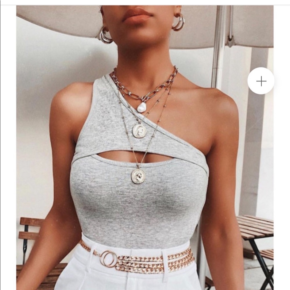 Grey one shoulder top